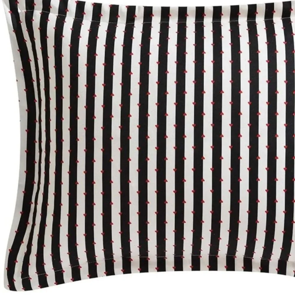 🆕 Betsey Johnson Black White Stripe Duvet QUEEN SET  Cover Pillow Cases NIP